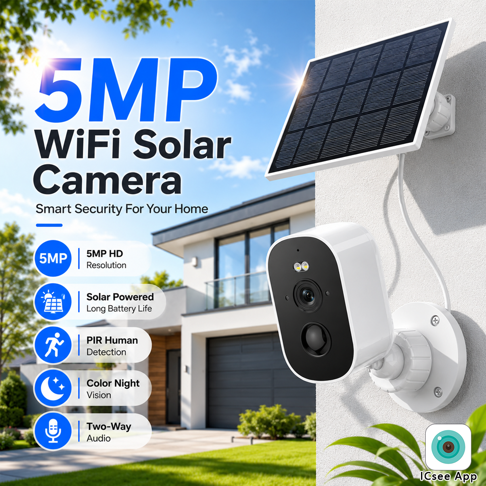Outdoor Power Garage - 5MP WiFi Solar Security Camera Outdoor