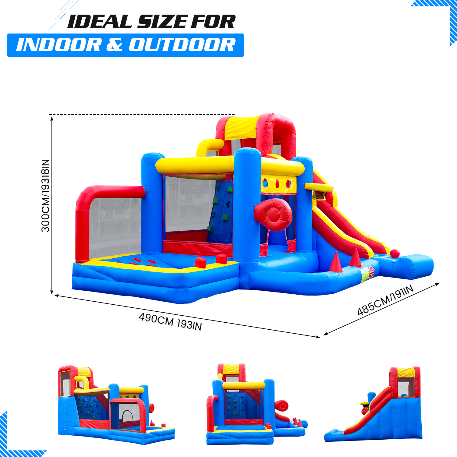 Outdoor Power House - Inflatable Kids Bouncing House with Slide,