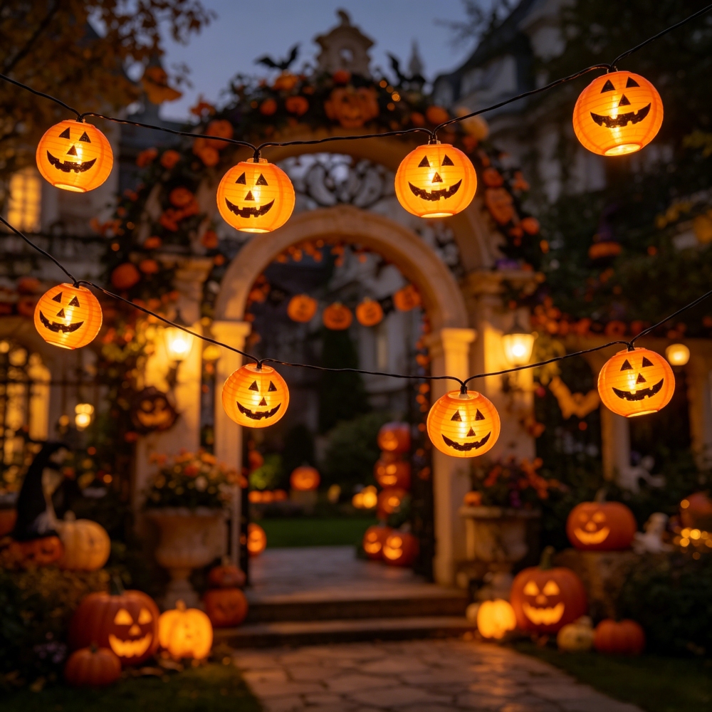Outdoor Power House - 1PC 10/20LED Solar-powered Pumpkin Lantern String