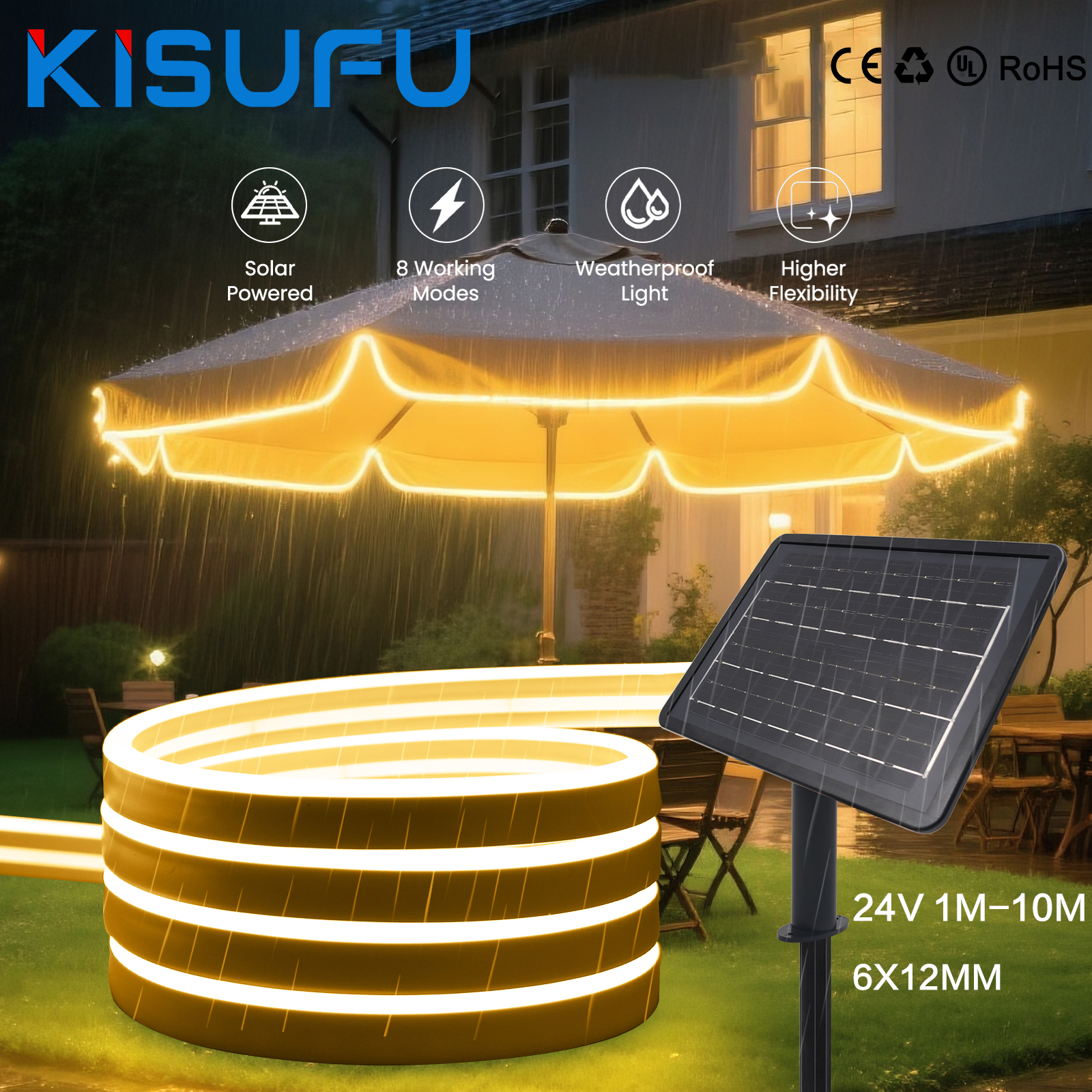 Outdoor Power Strip - Newly 24V COB Solar Neon Light