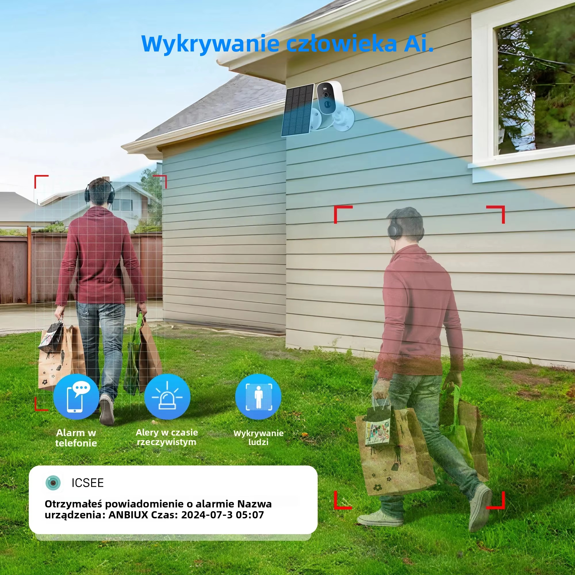 5MP WiFi Solar Security Camera - Outdoor Power Garage ulasan dan harga