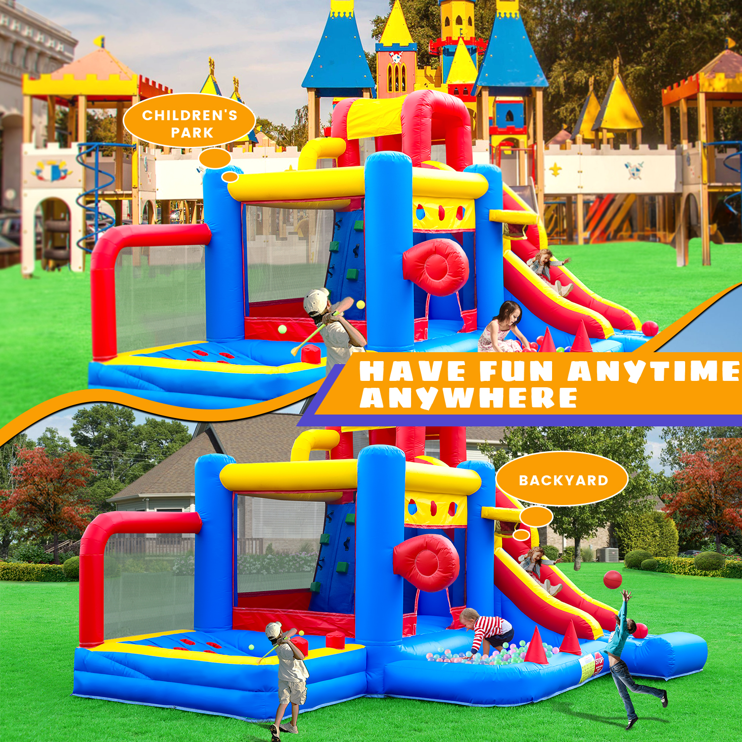 Inflatable Kids Bouncing House - Outdoor Power House ulasan dan harga
