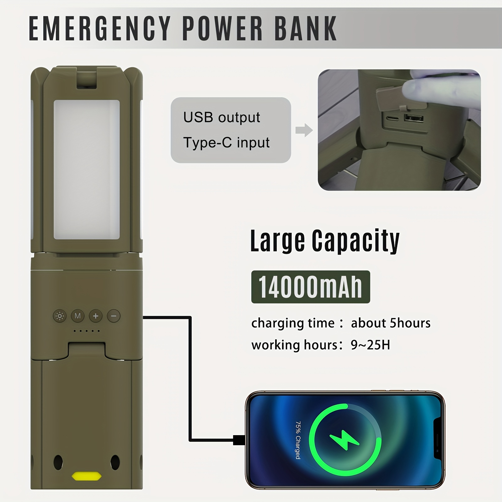 Camping Lantern, 14000mAh Rech - Outdoor Power For Camping ulasan dan harga