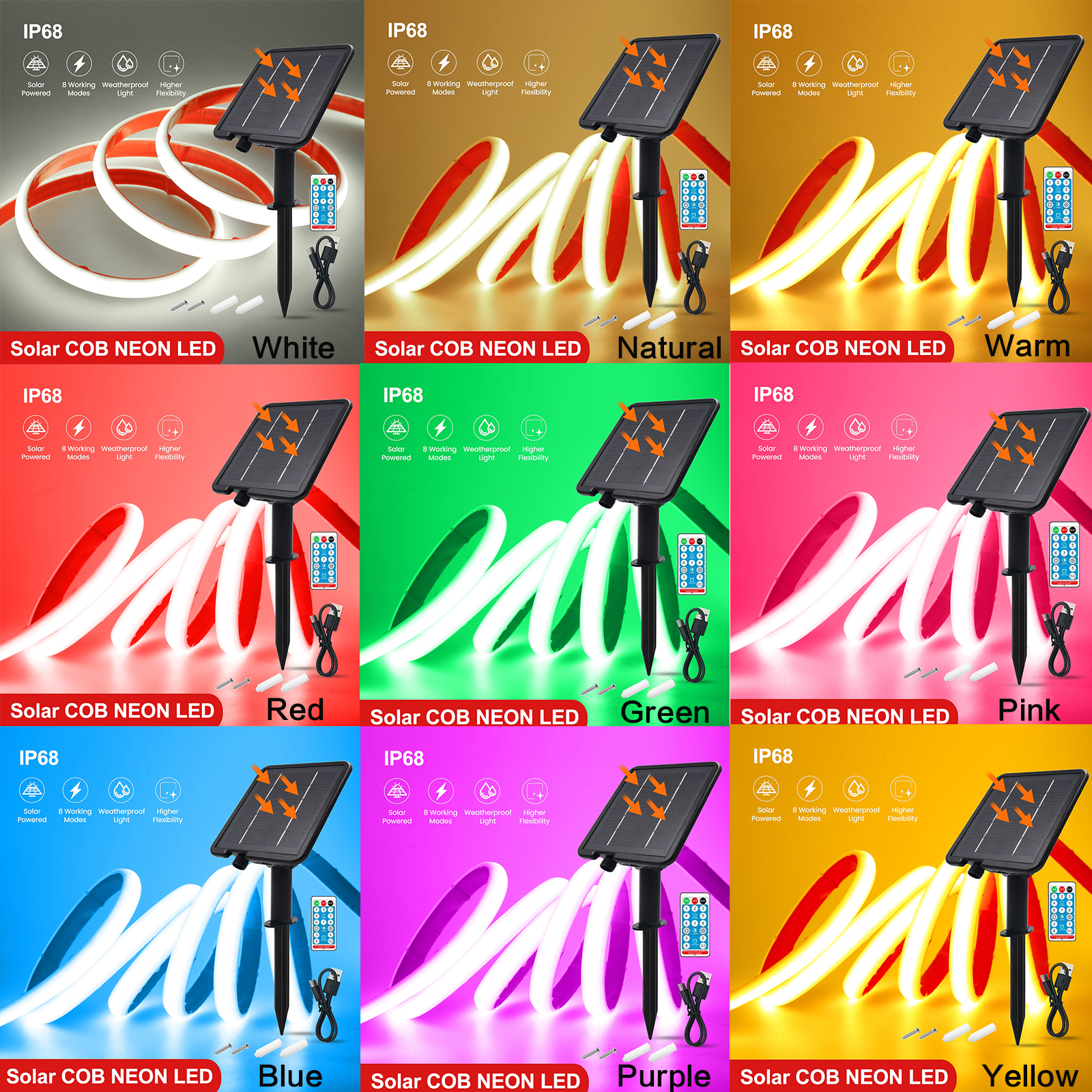 24V IP68 COB Solar Neon Light  - Outdoor Power Board ulasan dan harga