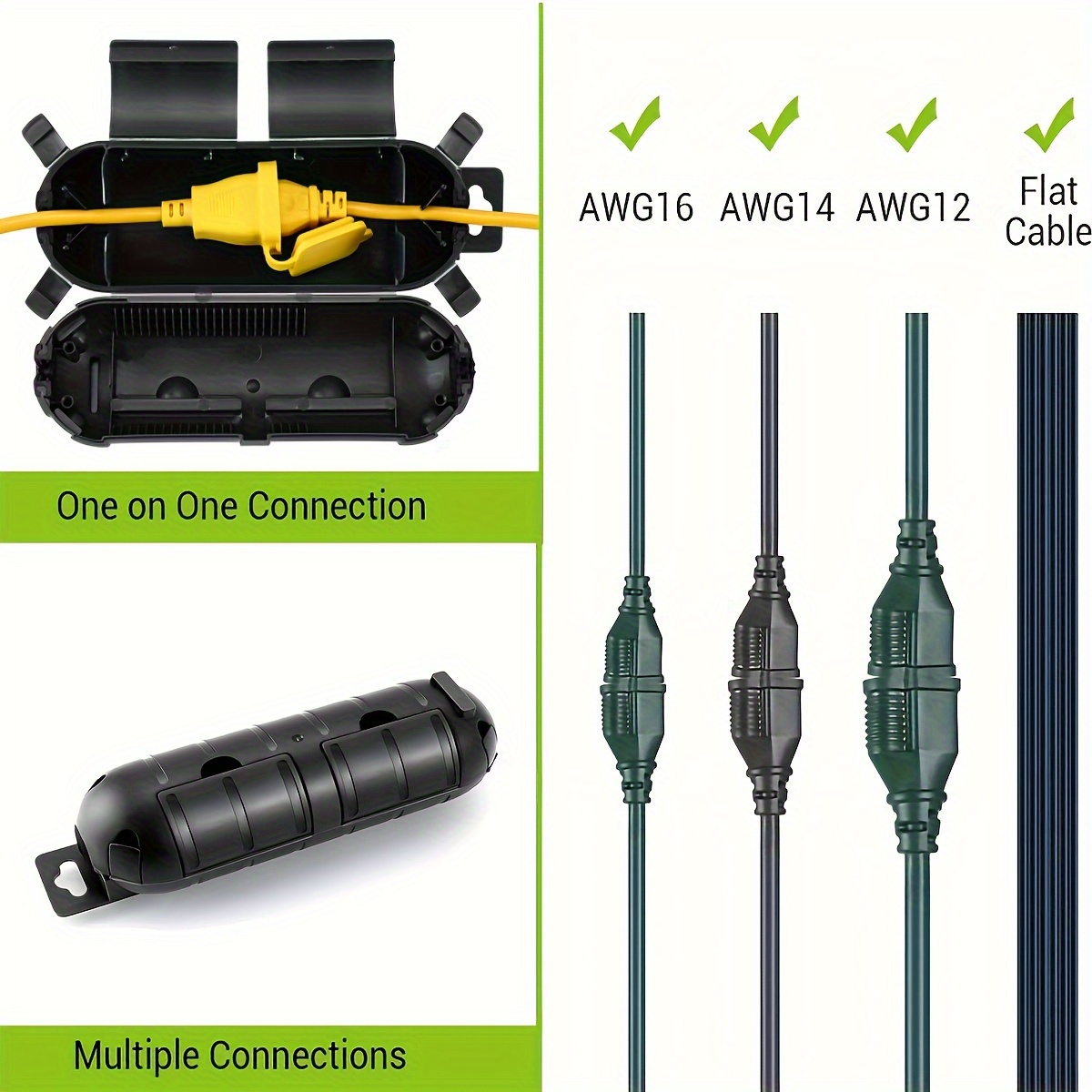 1/3pcs Waterproof Black Extens - Outdoor Power Extension Cord ulasan dan harga