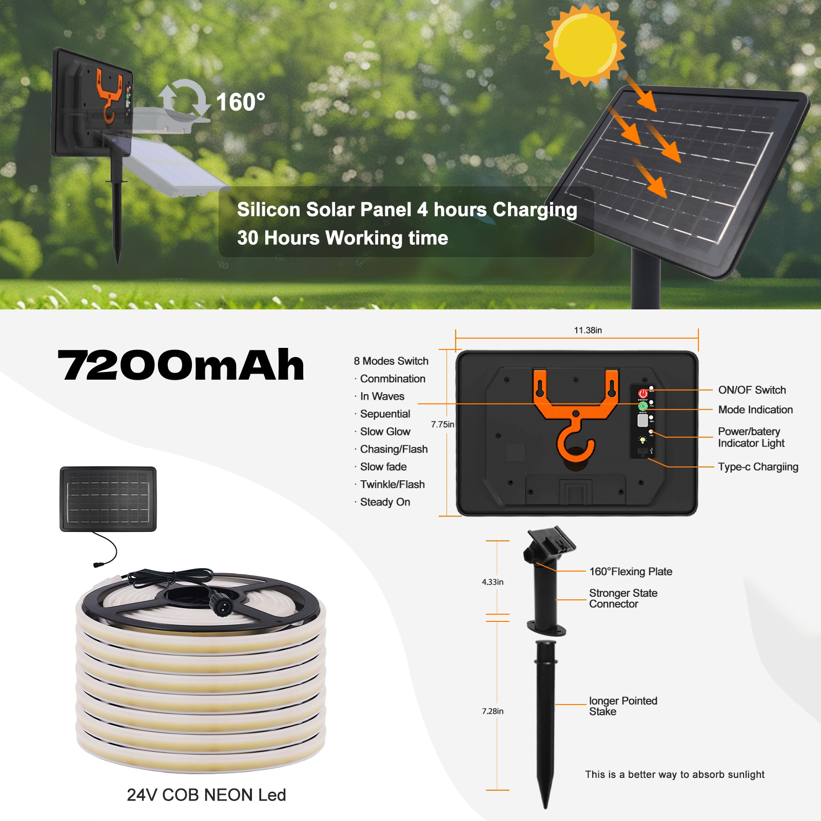 24V COB Solar Strip Light Wate - Outdoor Power Strip ulasan dan harga