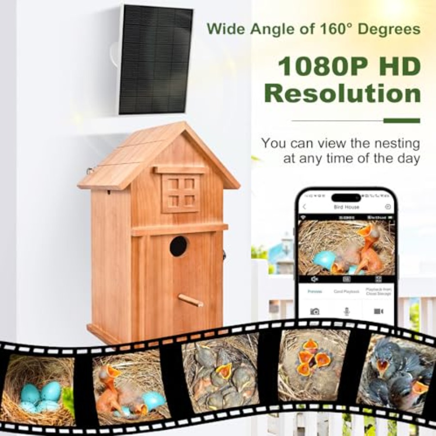 Bird House with Camera Solar P - Outdoor Power House ulasan dan harga