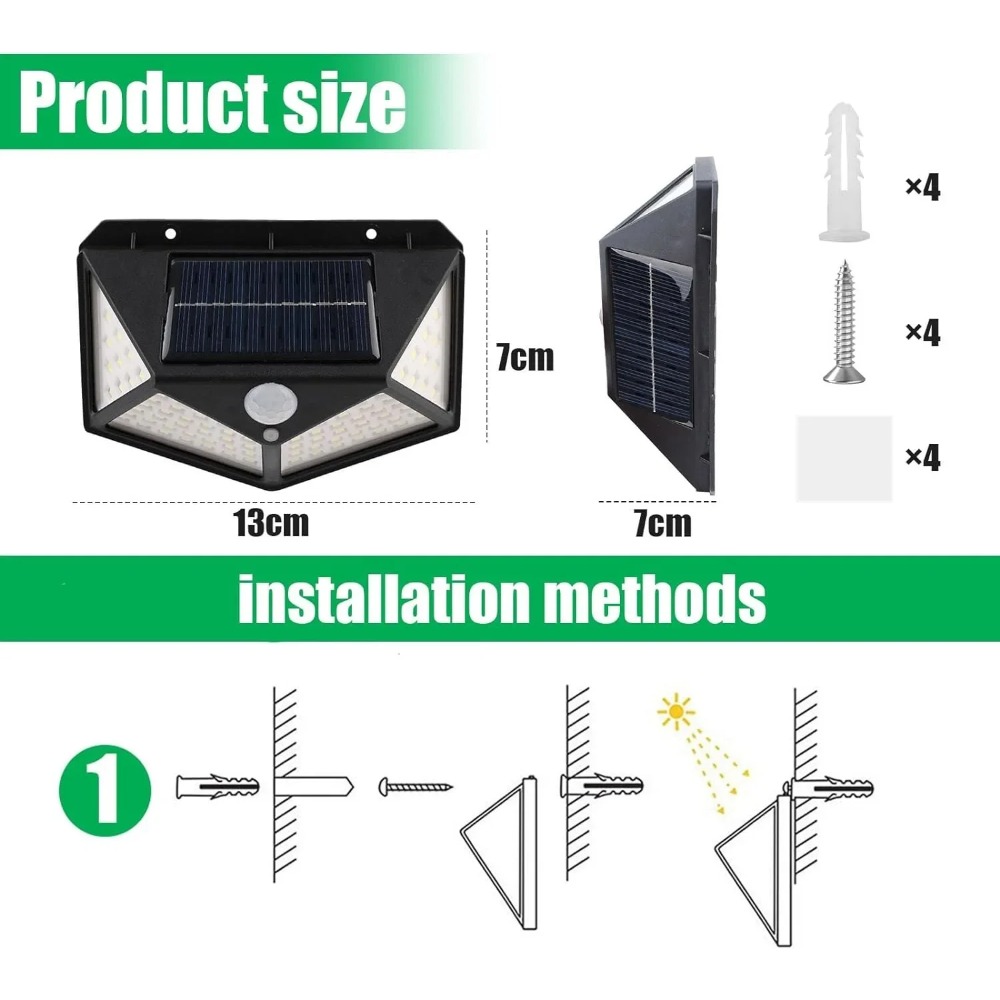 100 LED Wall Lamp Solar Lights - Outdoor Power Garage ulasan dan harga
