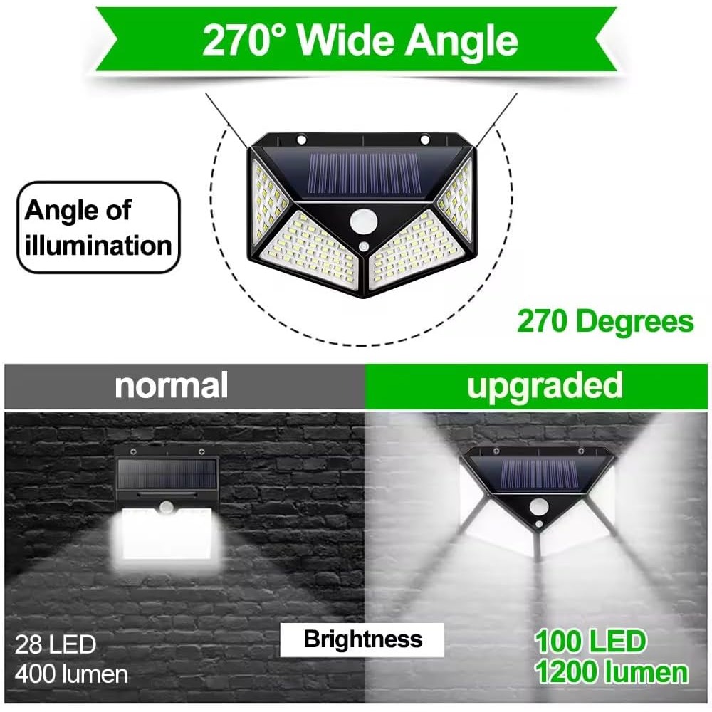 100 LED Wall Lamp Solar Lights - Outdoor Power Garage ulasan dan harga
