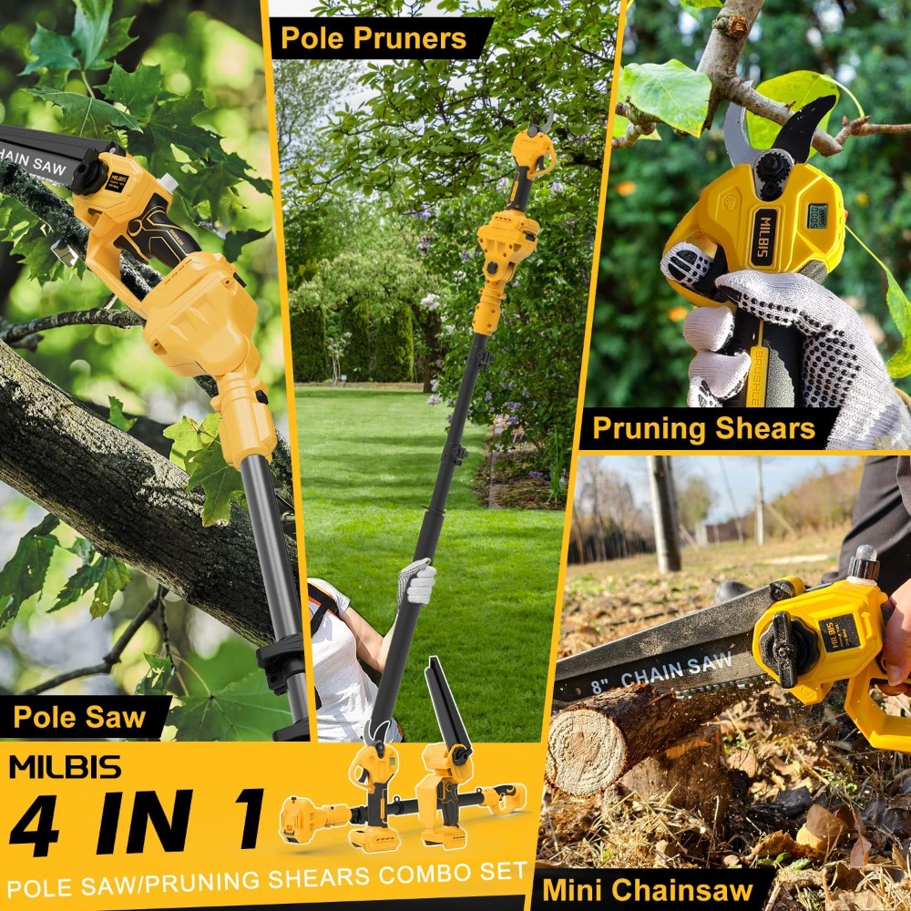 4-in-1 Cordless Pole Saw & Ele - Electric Chainsaw Battery ulasan dan harga