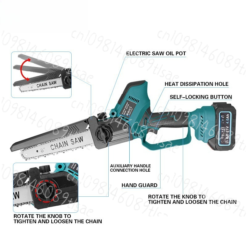 8-Inch Cordless Chainsaw, Lith - Electric Chainsaw Battery ulasan dan harga
