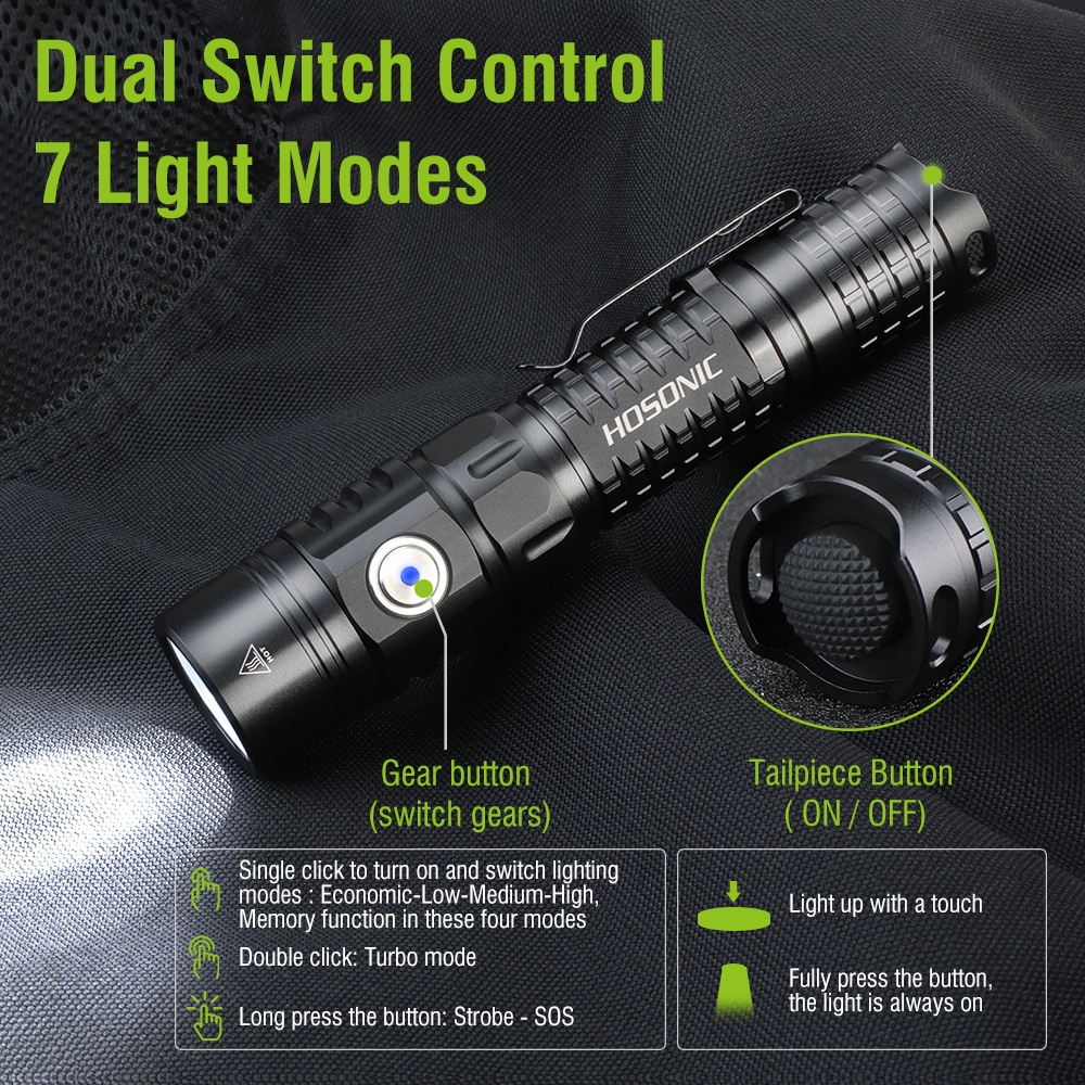 HOSONIC EC16 EDC Flashlight 17 - Power Switch Outdoor ulasan dan harga
