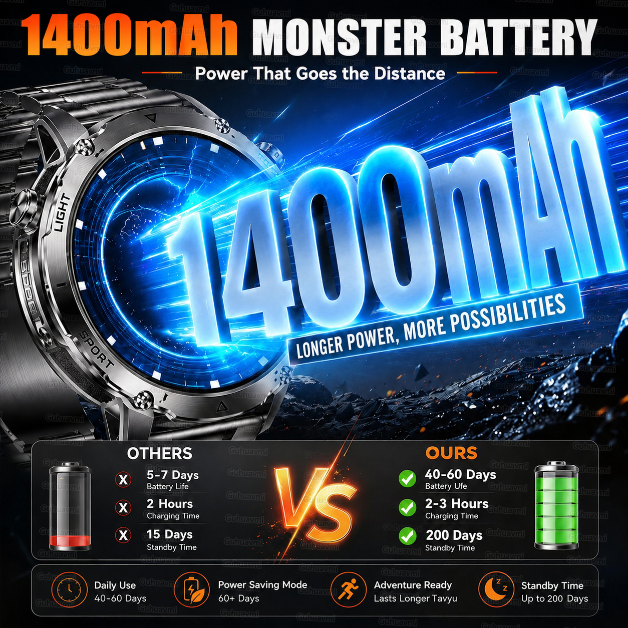 1400mAh GPS Smart Watch Men 20 - Outdoor Power Meter Box ulasan dan harga