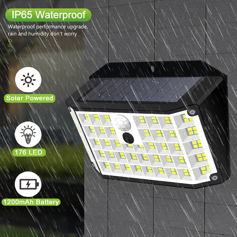 176 LED Solar Lights Outdoor I - Outdoor Power Garage ulasan dan harga