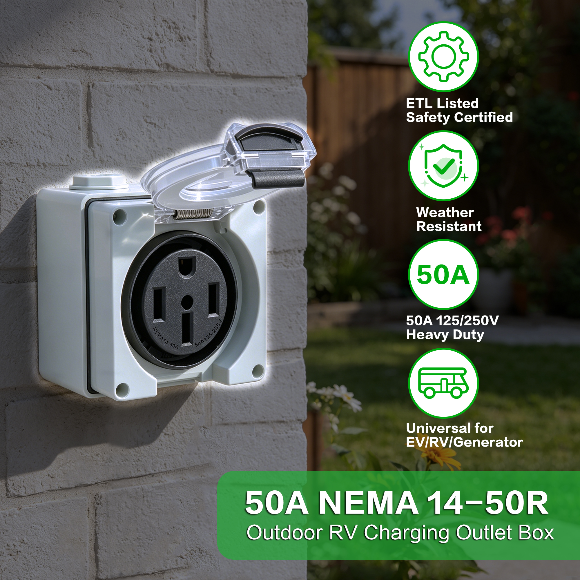 50 Amp RV Outlet Box NEMA 14-5 - Outdoor Power Outlet Cover ulasan dan harga