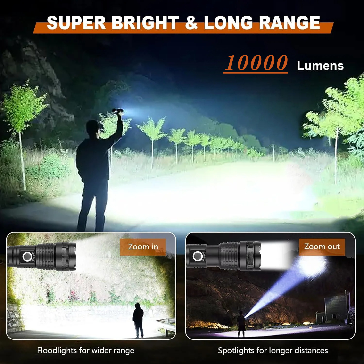 High Power LED Flashlight Rech - Outdoor Power For Camping ulasan dan harga