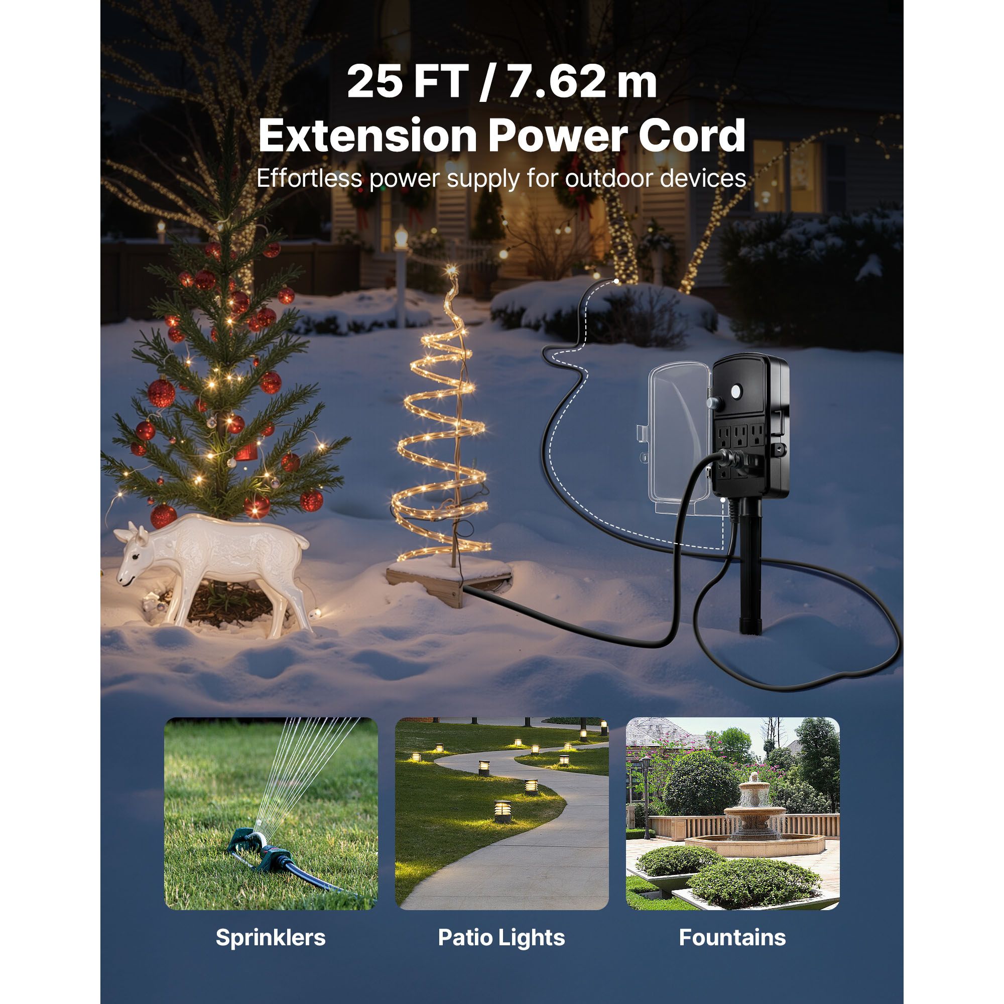 Outdoor Power Stake 25FT Exten - Outdoor Power Extension Cord ulasan dan harga